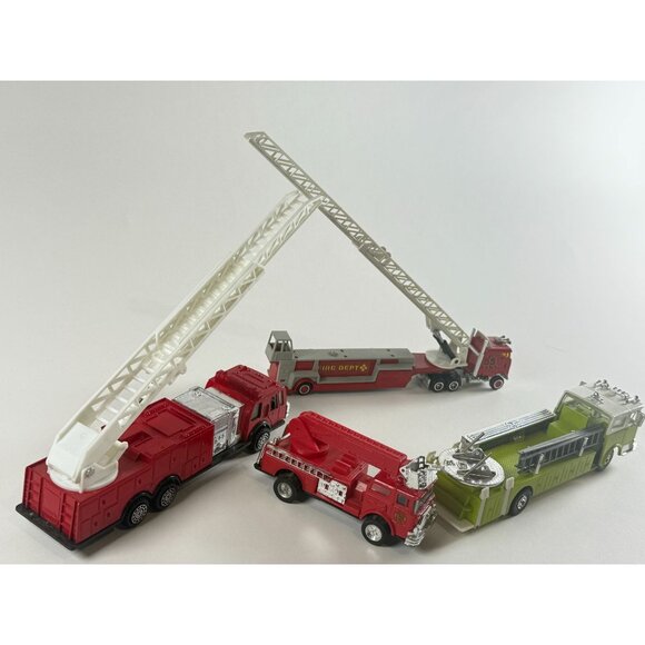 Vintage Diecast Fire Trucks Lot 2pc 1:32 1 pc 1:64 Toy Models Red/Green - Picture 2 of 10